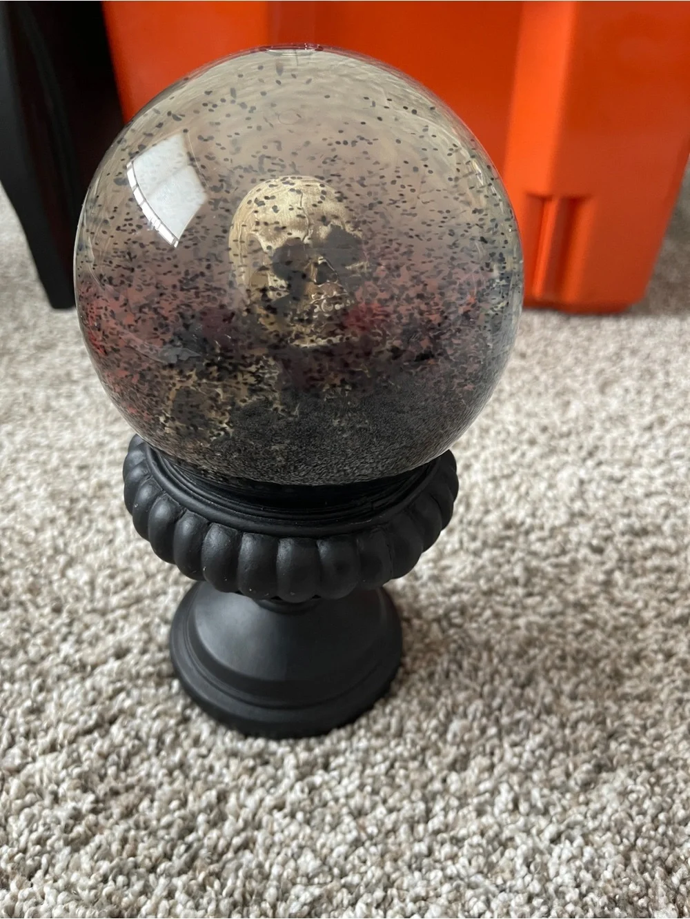 Skull Globe Decorative Accent in Black and Bone